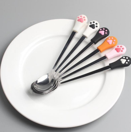 Cute Stainless Steel Cat Paw Spoons