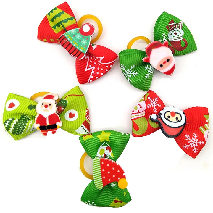 10 Pcs Christmas Party Pet Bows