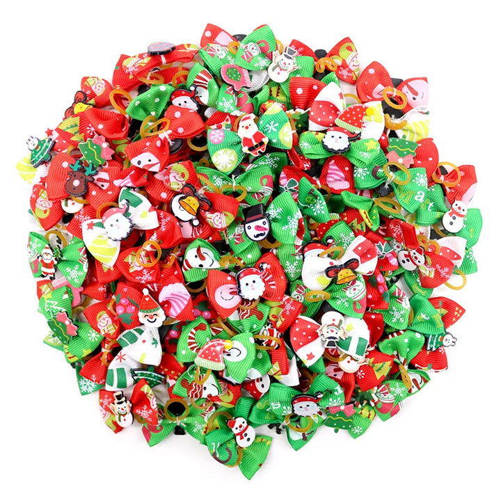 10 Pcs Christmas Party Pet Bows