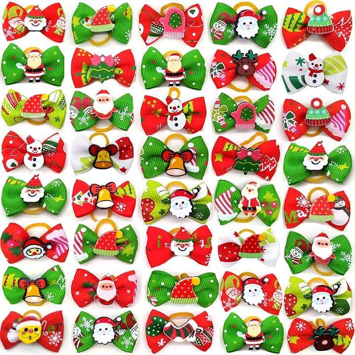 10 Pcs Christmas Party Pet Bows