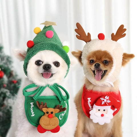 Christmas Funny Pet Bibs & Headwear