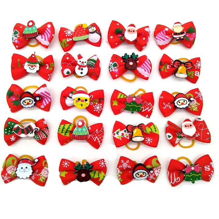 10 Pcs Christmas Party Pet Bows