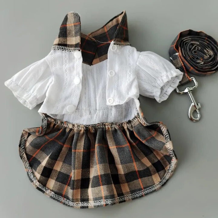 Pet Princess Style Plaid Skirt With Bowknot