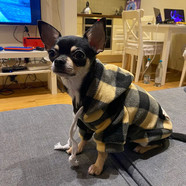 Plaid Soft Wool Dog Hoodies