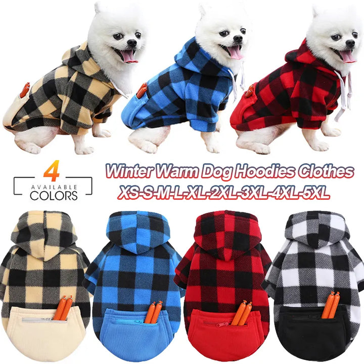 Plaid Soft Wool Dog Hoodies