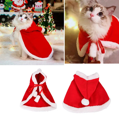 Cat Santa Red Scarf Cloak